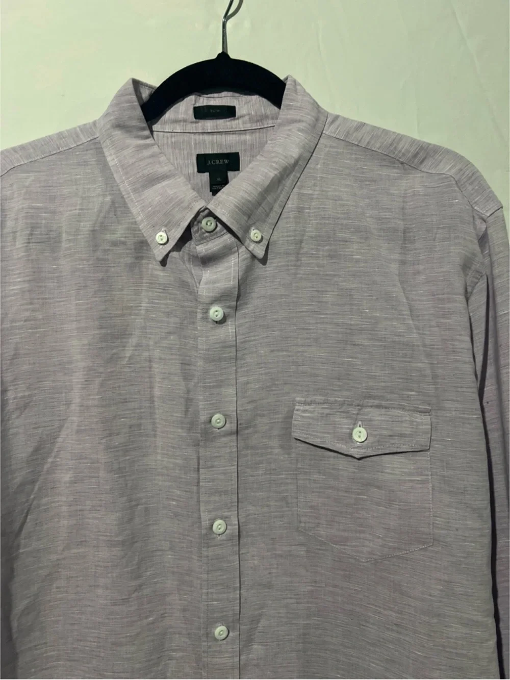 J.Crew Shirt Men’s XL Purple Lavender Linen Cotton Baird McNutt Slim Fit